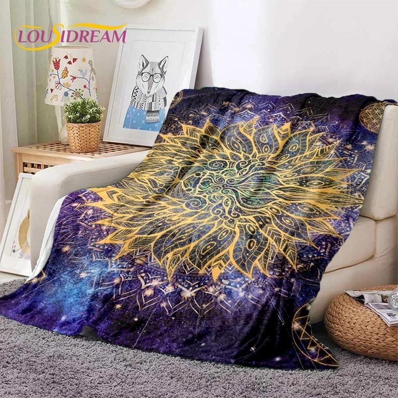3D Mandala Yoga Flower Bohemia Meditation Nature Soft Flannel Blankets,Throw Blanket Comfortable Blanket for Picnic Beds Bedroom