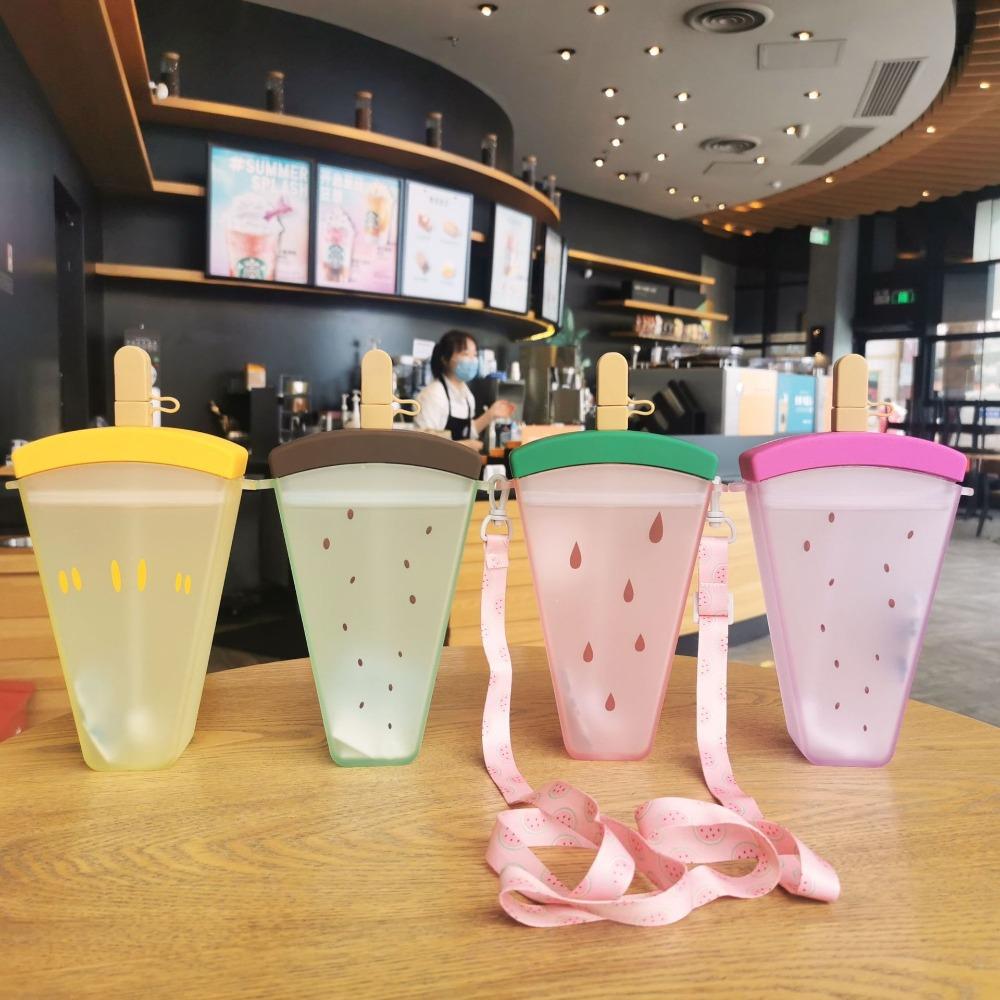 Plastic Water Bottles Watermelon Kids Crossbody Water Cup Cute Straw Juice Cup