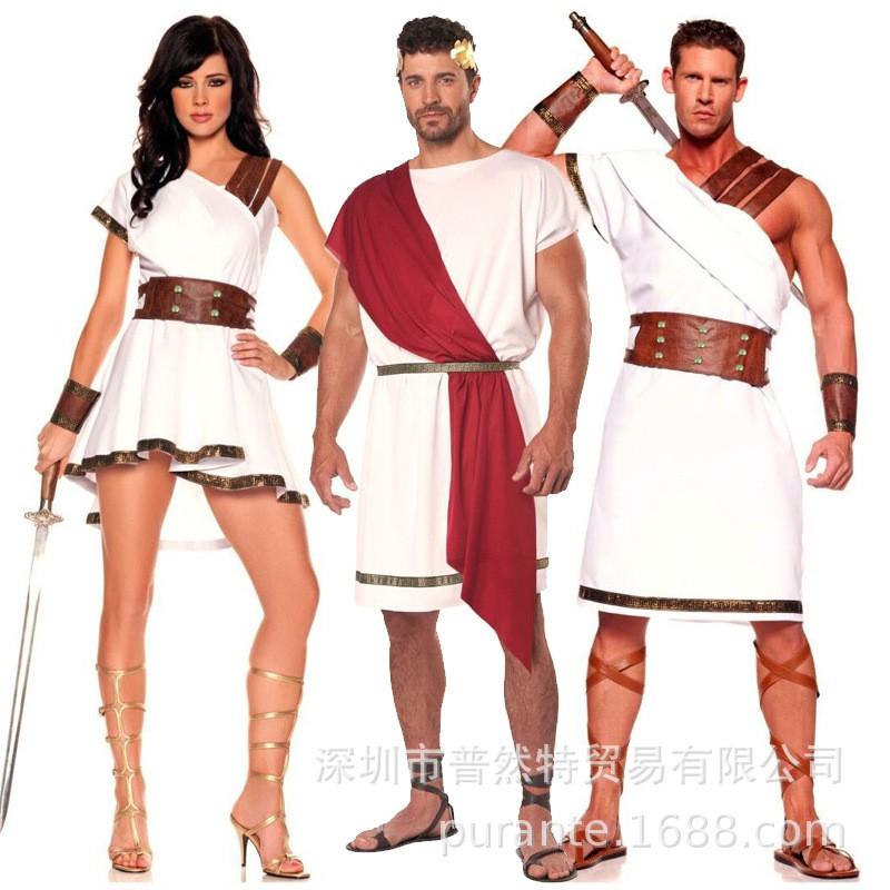 Disfraz de Rey Griego Gladiador Halloween Cosplay Atuendo de Pareja Actuación en Escenario