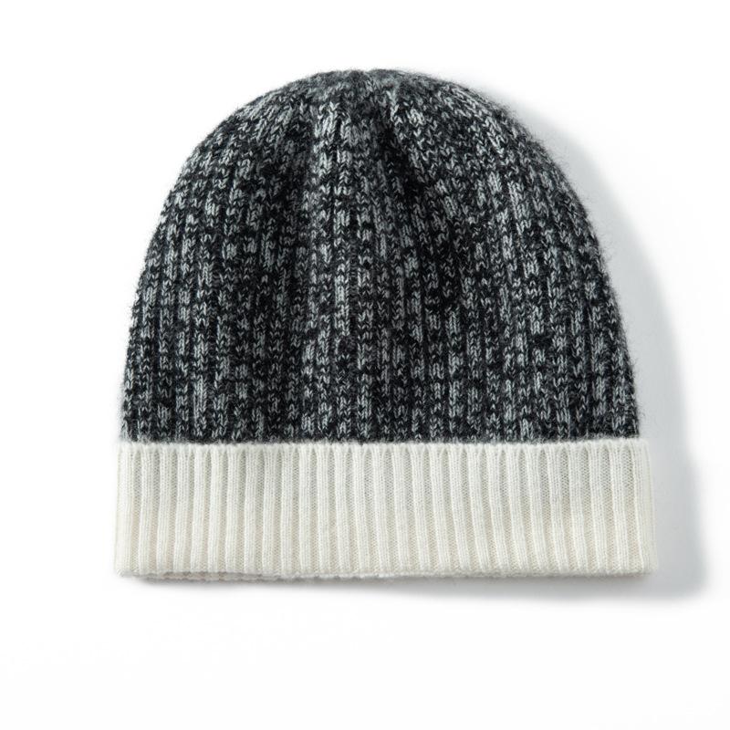 Autumn and Winter Thickened Cashmere Hat Unisex Color Matching Knitted Hat Head Hat Stack Hat Ear Protection Hat Cold Hat
