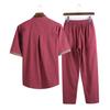 Mens Linen Sets Summer Men Streetwear Jogger Shirts+Long Pants Male Chinese Style 2 Pieces Hanfu Tracksuit Tang Suit