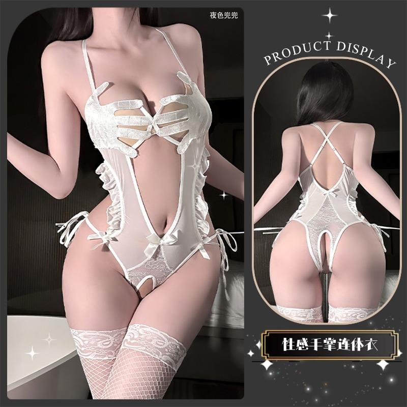 Sexy Underwear Sexy Palm Print Fun Open Crotch Onesie Perspective Hot Temptation Suit Women's Lace Hollowed Out