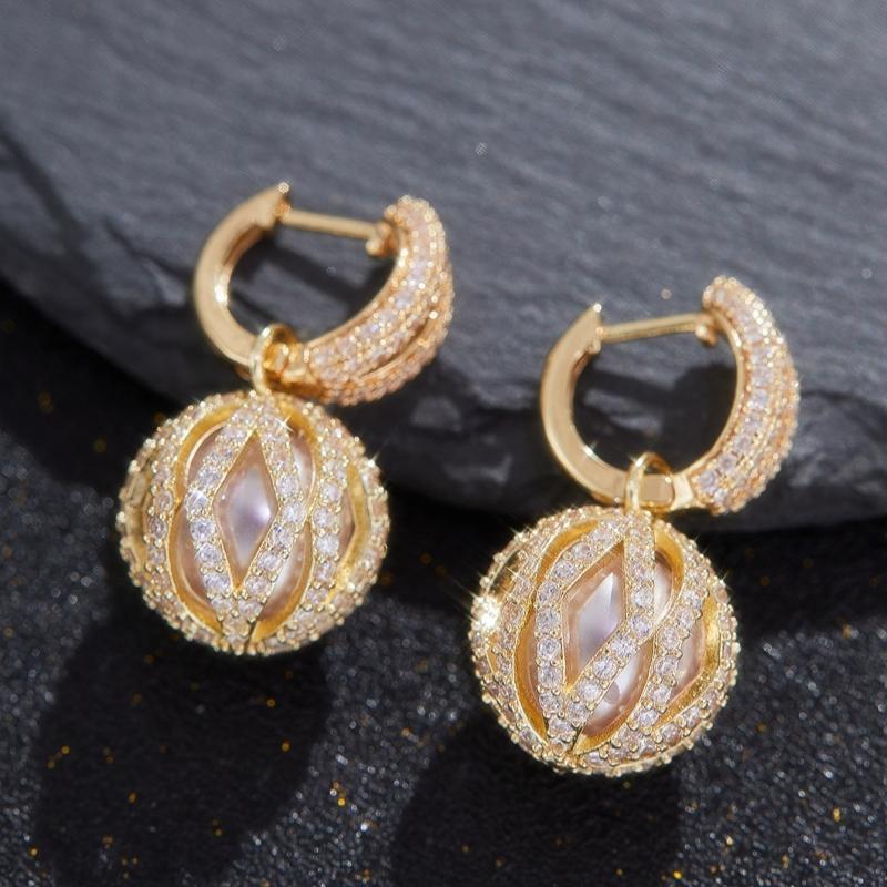 Able Mehrfarbige Hohlkreis-Anhängerohrringe für Damen, Runde Kugel, Perfektes Geschenk für Täglichen Schmuck zur Hochzeit