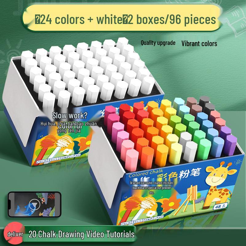 Vivid Dustless Multi-color Chalk for Children and Teachers - Keeps Hands Clean