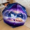 1 Stück Feenblume Automatisches Öffnungs-/Schließschirm mit Winddichtigkeit, Stabiles Dach mit 8 Speichen, Langlebige Speichen, Modisches Design, Outdoor-Accessoire, Lustiger Druck, Hol