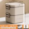 Portable Stackable Lunch Box With 304 Stainless Steel Inner Containers, Side Buckles And Carry Handle For School Office Travel Meals