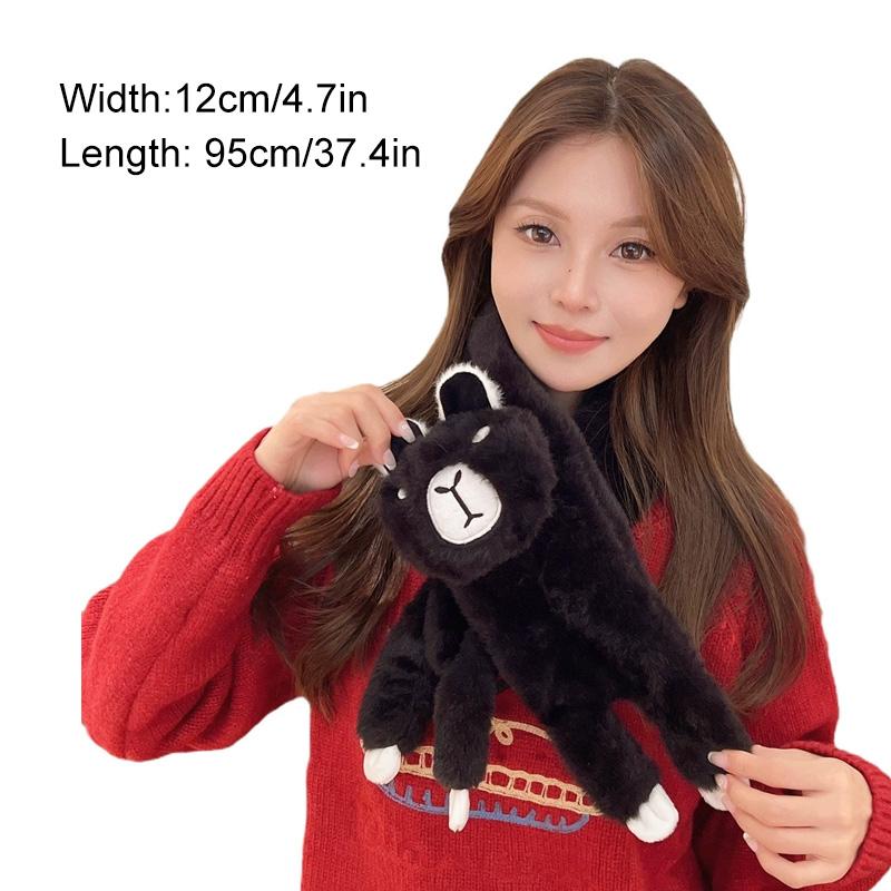 1Pc Fur Collar Soft Polyester Fiber Cartoon Plush Scarf Skin-friendly Faux Rabbit Fur Warm Capybara Clothing Accessories