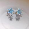 High-End Blue Zirconia Star Stud Earrings: Luxury, Versatile & Full Diamond Ear Ornaments