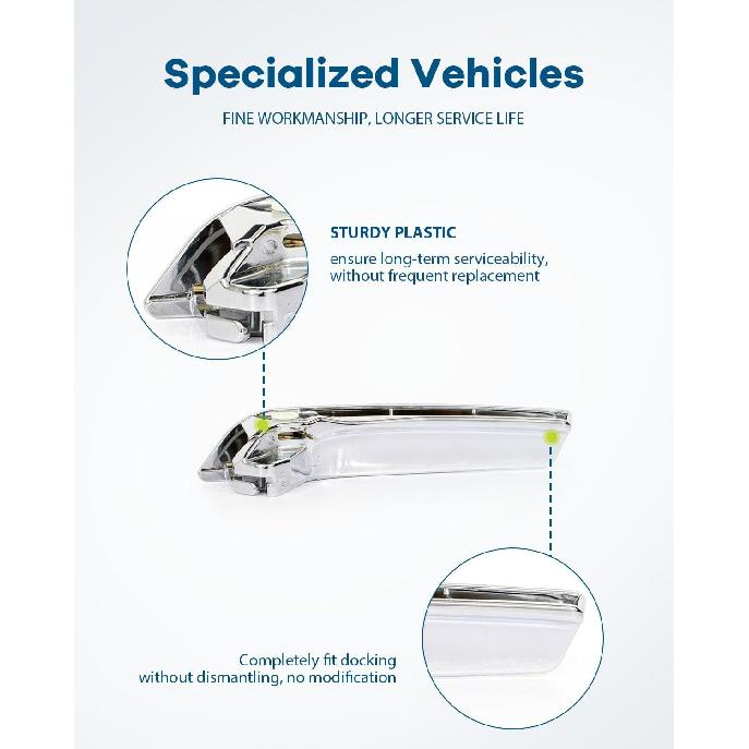 LUJUNTEC Interior Door Handle - Front Rear Driver Left Passenger Right Side, Chrome Direct Replacement for 2007-2013 for Cadillac for