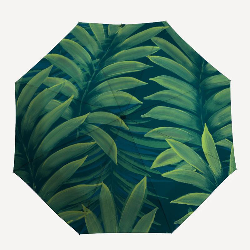 1pc Tropical Leaves Automatic Open/close Umbrella, 8-Rib sturdy structure, Auto Folding/Opening, Portable Travel Umbrella for Women,175