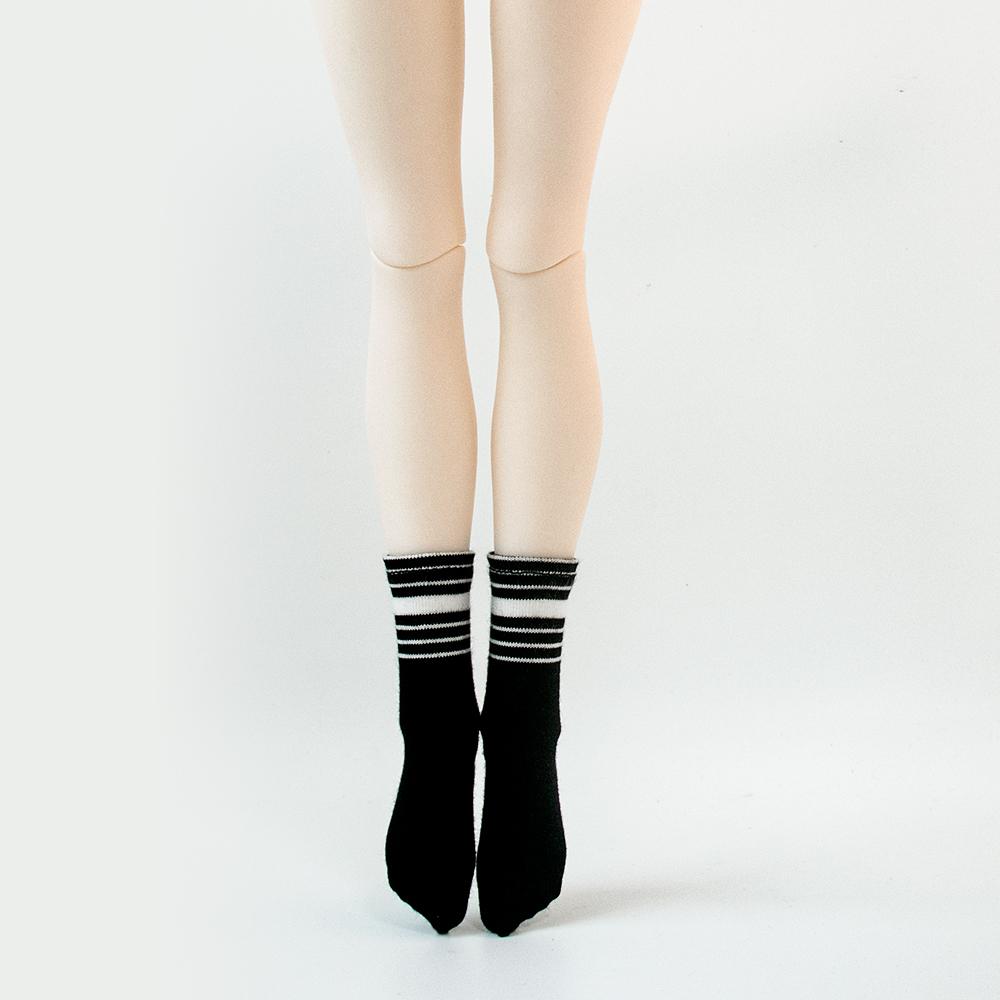 1/4 BJD Fashion Casual Knit Sports Short Socks Black White Striped Socks for 40cm SD/DD Jointed Doll Accessories
