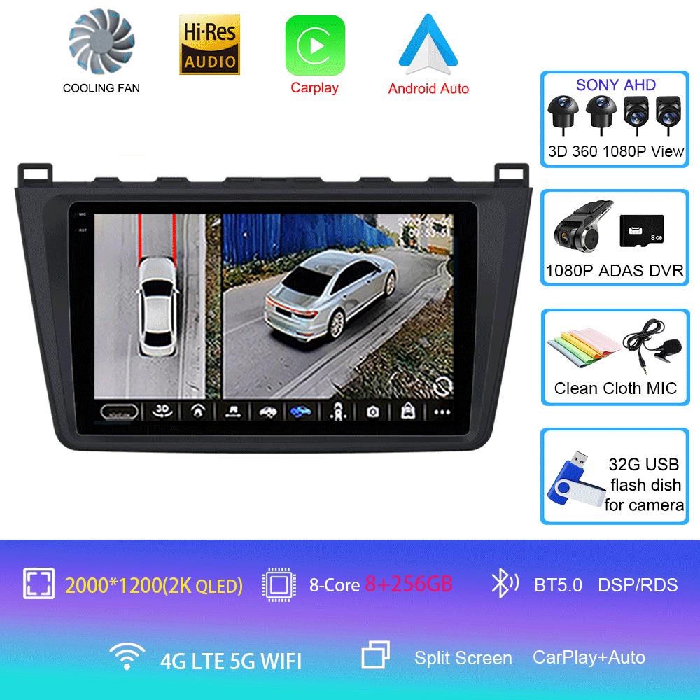 Android14 Carplay Auto Car Radio For Mazda 6 GH 2007 2008 2009 2010 2011 2012 Multimedia GPS Video Player Stereo 2din Head Unit