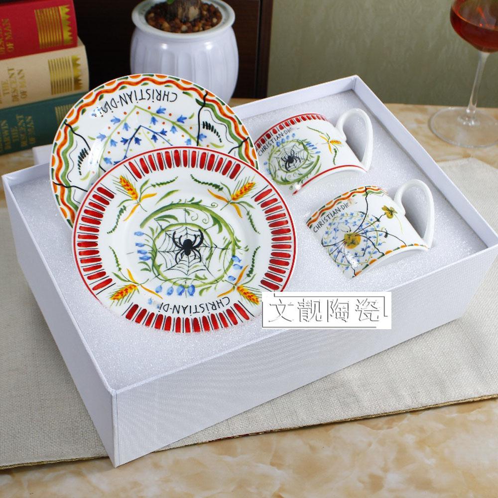 European Ceramic New Creative Light Luxury Bone China Western Plate Set Afternoon Tea High-quality Coffee Cup Gift Mug Set