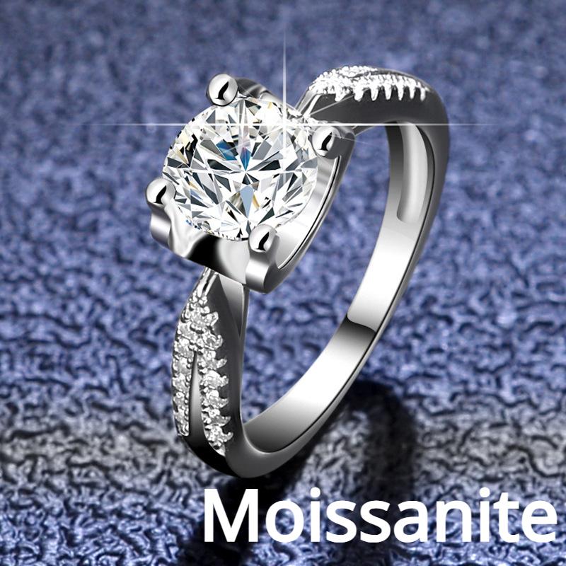 S925 Sterling Silver Ring Holder 1ct Moissanite Ring Engagement Ring Wedding Ring Gift for Girlfriend