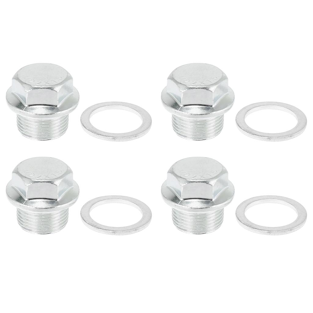X Autohaux 1/2/4Pcs M22x1.5 Auto Engine Oil Drain Plug Screw with Stainless Steel Seal Ring Replacement for GM Car Accessories