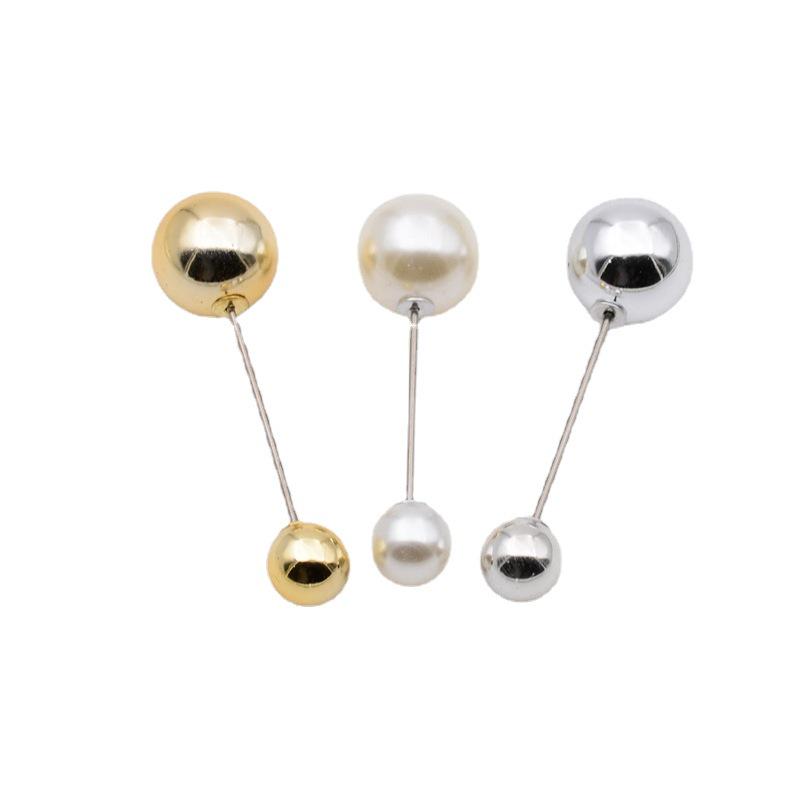 Gold & Silver Pearl Double-Ended Bead Pin: Versatile Hat, Dress, Shoe Accessory