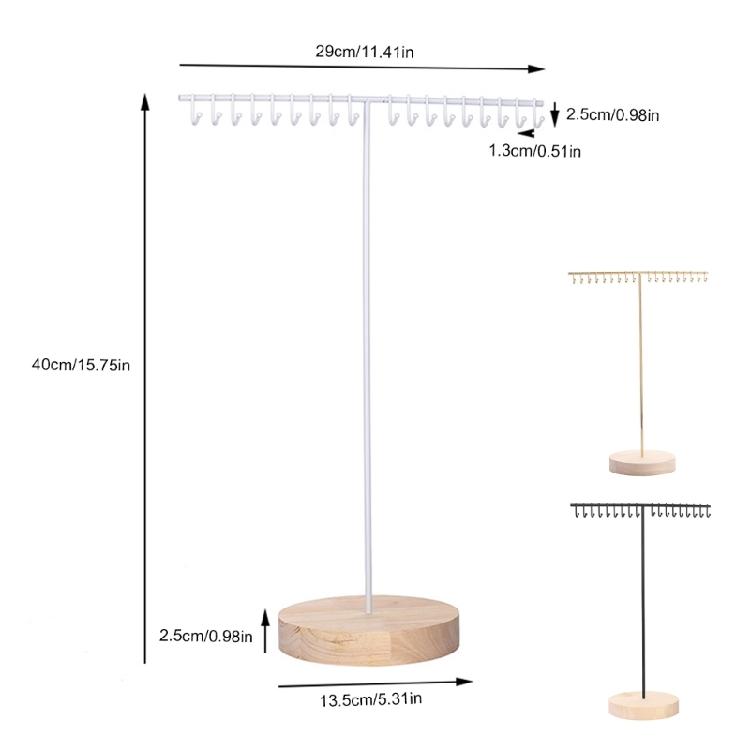 Efficient Iron Necklace Hanging Stand Space Saving Iron Necklace Hanger with Wood Base for Personal Jewelry Collection