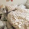 Ins Style Bedding Set Fashion Solid Color Washable Duvet Cover Without Comfortable Pillowcases Sheet for Student Soft Home Texti