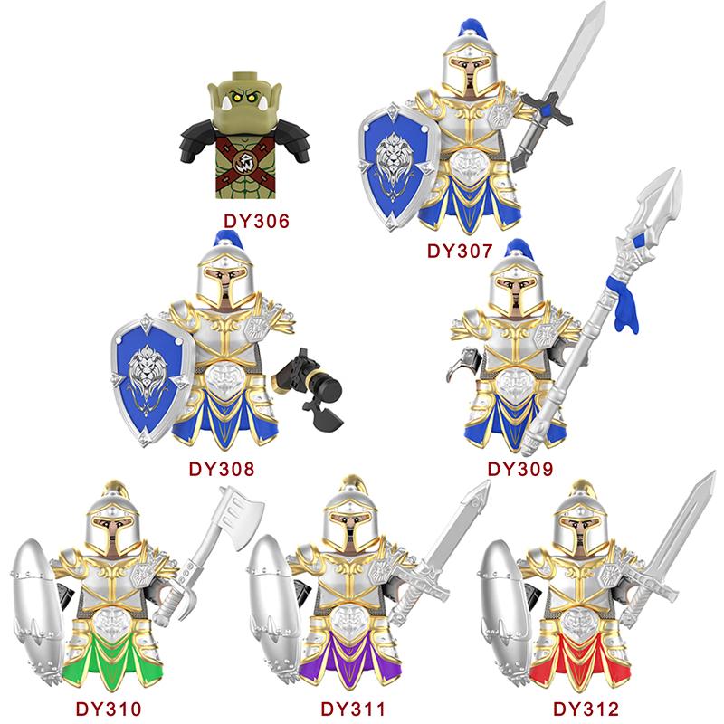 Medieval LOTR Warrior Elves Figures Orcs Army Armored Rohan Soldiers Building Blocks Knights Shield Weapon Bricks Toy