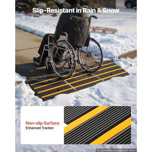 VEVOR Curb Ramp, 2 Pack, 2.6" Rise, Rubber Driveway Ramps, Heavy Duty 33069 Lbs Weight Capacity Threshold Ramp