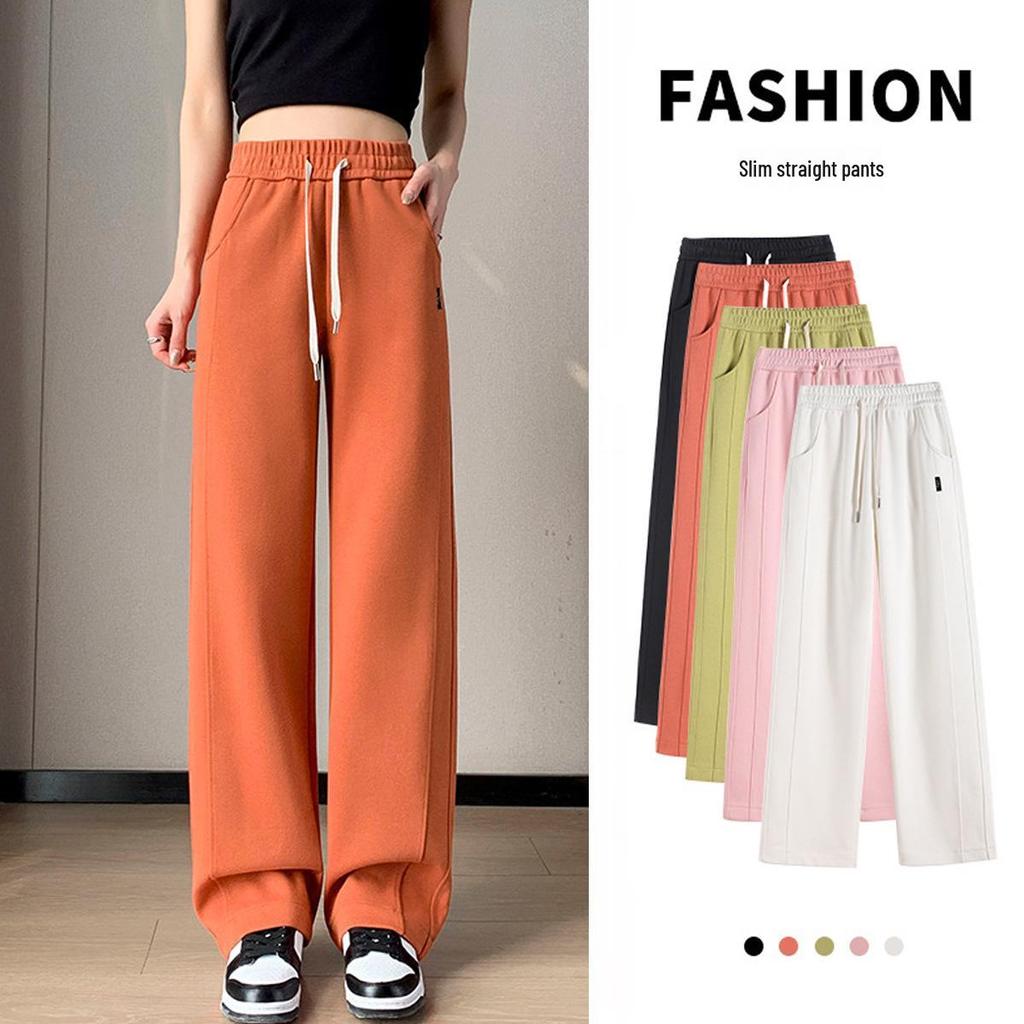 Women's High Waist Loose Candy Color Wide Leg Pants - Versatile Slim Fit for Spring and Autumn