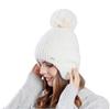 Knit Hat with Boa Brushed Winter Soft Knit Warm To the Winter Women's Earmuffs, Lining, Hat, Pompom, Windproof, Warm, Slimming, Cap, Ears,