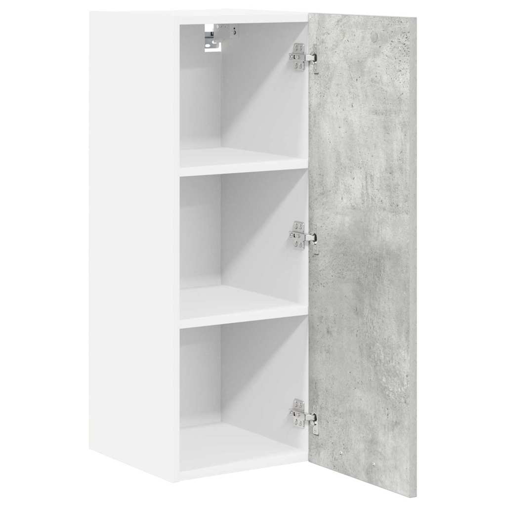 Wall Mounted Cabinet In Concrete Grey and White 30 X 31 X 80 Cm Particleboard