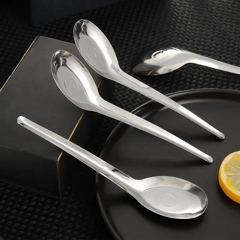 5/1Pcs Stainless Steel Rice Soup Spoon Chinese Spoon Cutlery Cooking Utensil Table Spoon with Long Handle for Kitchen Restaurant