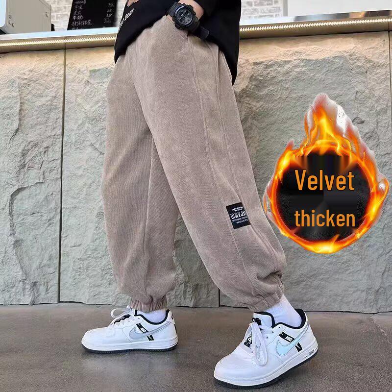 

Повседневные брюки для мальчиков с флисовой подкладкой на осень/зиму 2025 - спортивный стиль 170