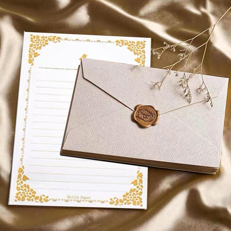 Набор Писем и Конвертов Крафт Бумага для Писем Мешковина Канцелярский Набор Набор Канцелярских Принадлежностей Для Пригласительных Открыток Многоцелевой Нет United States