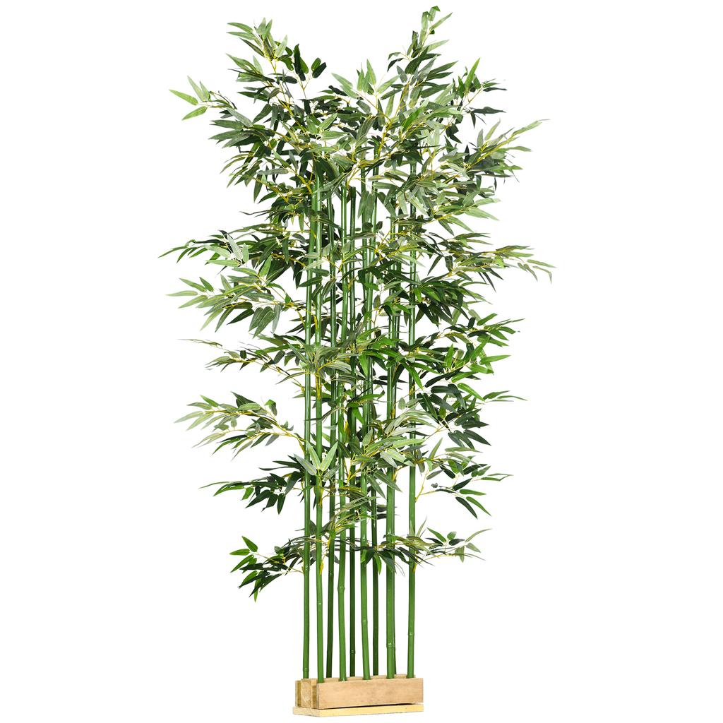 Artificial Bamboo, 180 cm, Potted with Pine Wood Pot, Green