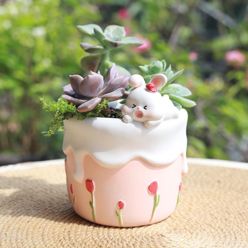 Carino tema dessert piante grasse vaso creativo animale fioriera per mini bonsai fata giardino ornamenti casa tavolo decorazione