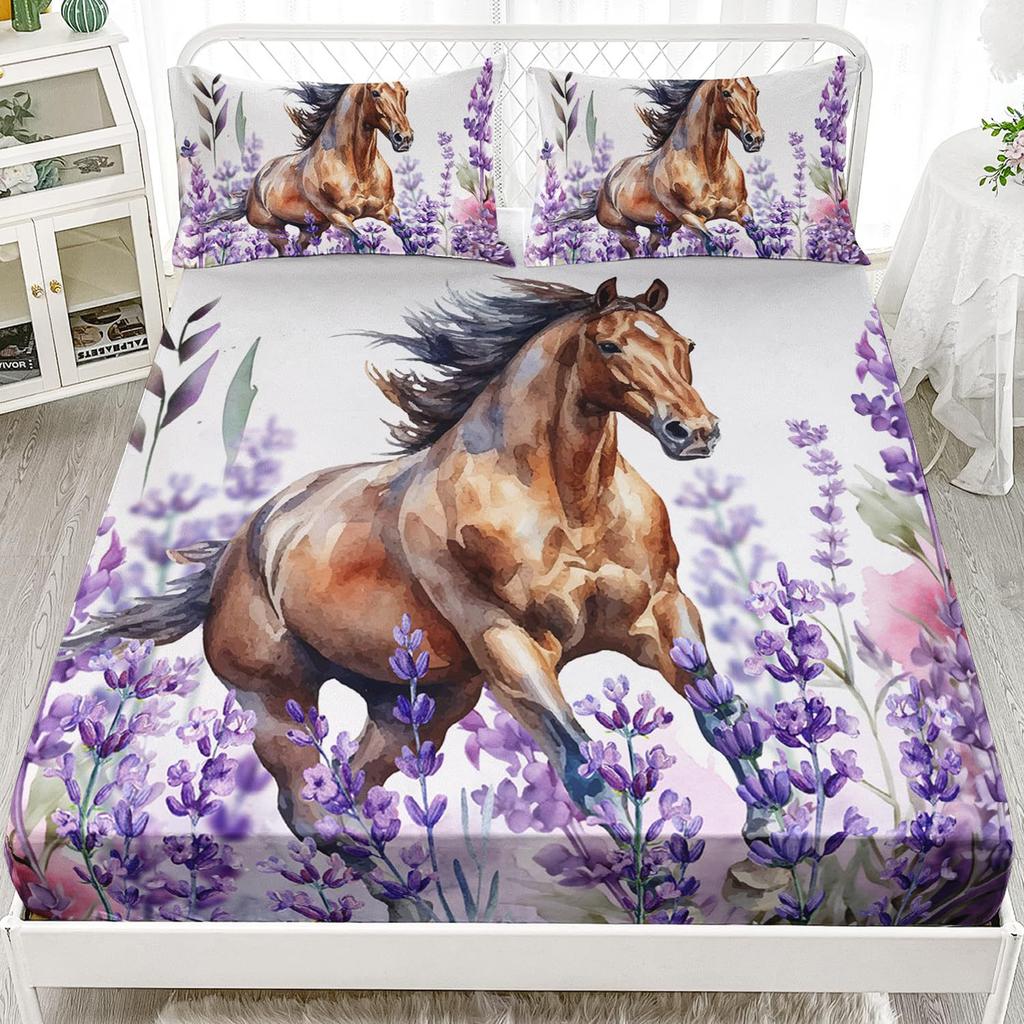 Purple Starry Night Galaxy Sheet Three-Piece Digital Printing Couple Outdoor Wolf Sheet Bedding