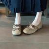 Schaffell-Version! Retro Einzelne Schuhe Damen Wildleder Runde Zehenpartie Leichter Ausschnitt Leopardenmuster Schleife Innenliegende Erhöhung Mary Jane Ballerinas