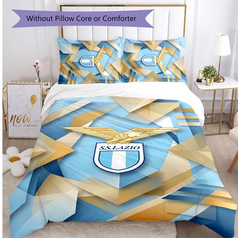 Set Biancheria da Letto 3 Pezzi Stampato Lazio FC Traspirante Copripiumino con Federe Biancheria da Letto Decorativa per Camera da Letto Casa
