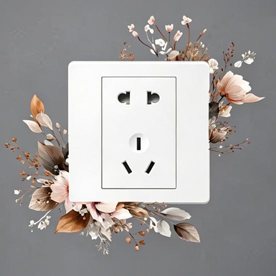 4 Pcs Plants Flower Switch Stickers Leaves Floral Light Switch Decal Removable Socket