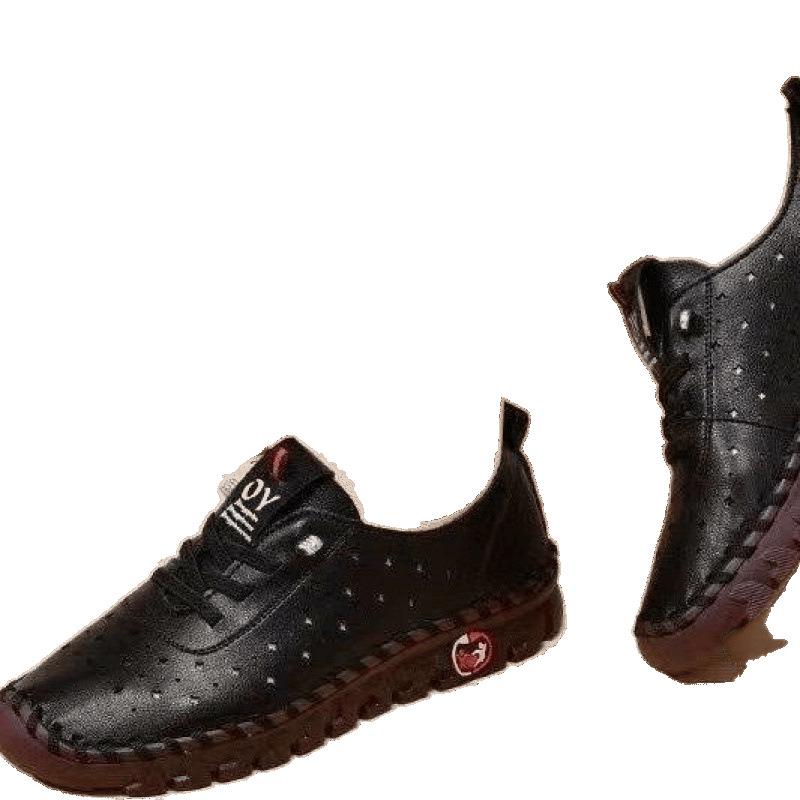 2024 Summer Women's Soft Leather Hand-Stitched Casual Shoes – Comfortable Non-Tiring Fit