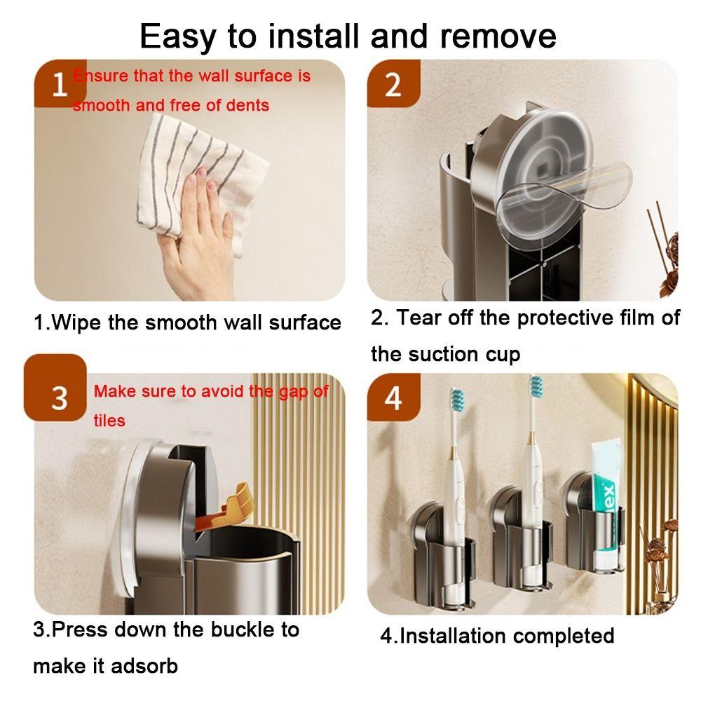 3Pcs Reusable Toothbrush Storage Base Wall Mounted Toothpaste Storage Rack  Bathroom