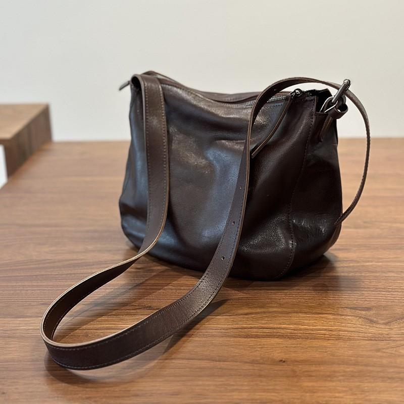 Johnature Simple Genuine Leather Women's Shoulder Bags Nature Soft Cowhide Solid Color Versatile Crossbody Bags