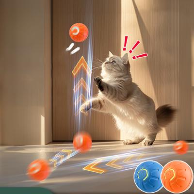 Interaktiver Hüpfball für Katzen, intelligentes Katzenspielzeug, USB, automatisch rollender magischer Ball, elektronisches Katzen-/Hundespielzeug, Katzenspiel-Zubehör
