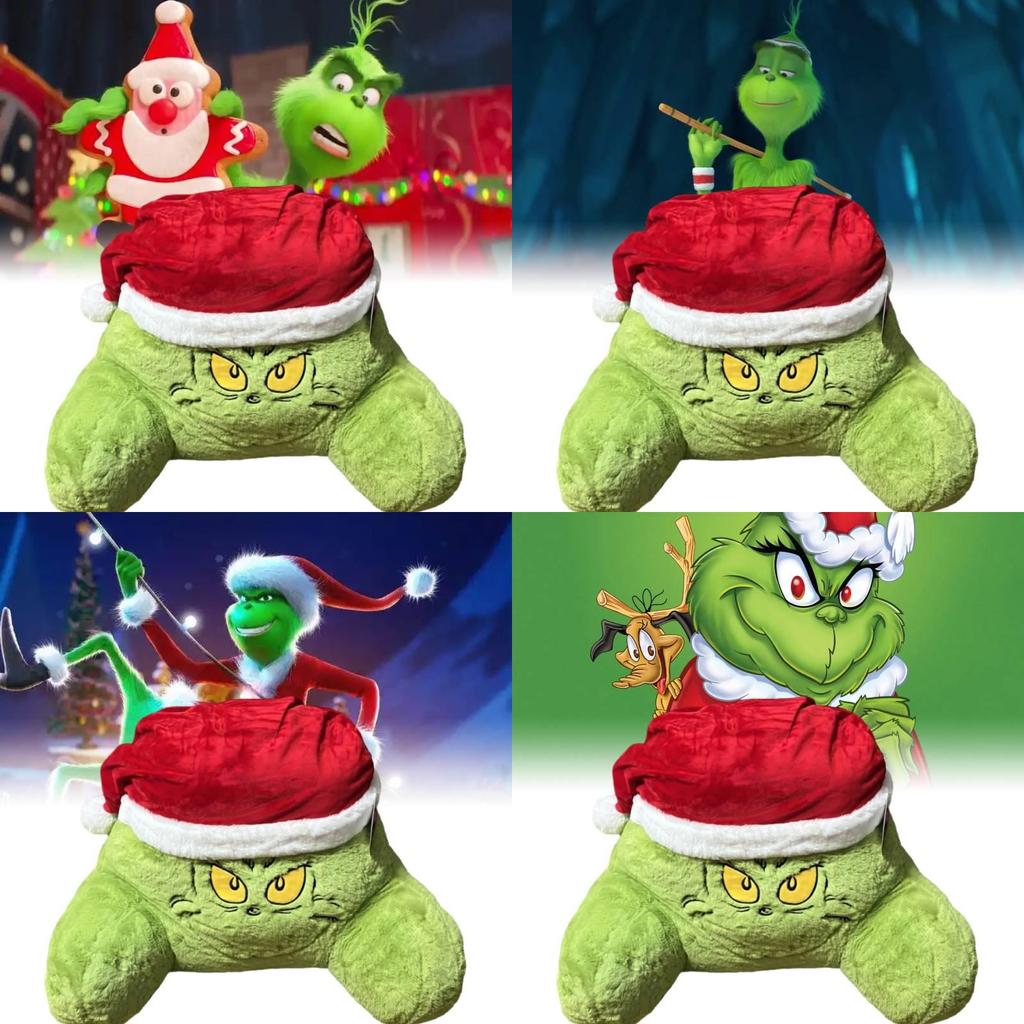 Cozy Plush Green Monster Grinch Pillow Christmas Holiday Decorative Cushion For Home Use