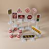 15Pcs Traffic Sign Model Standees, Mini Intersection Light & Barrier Ornaments