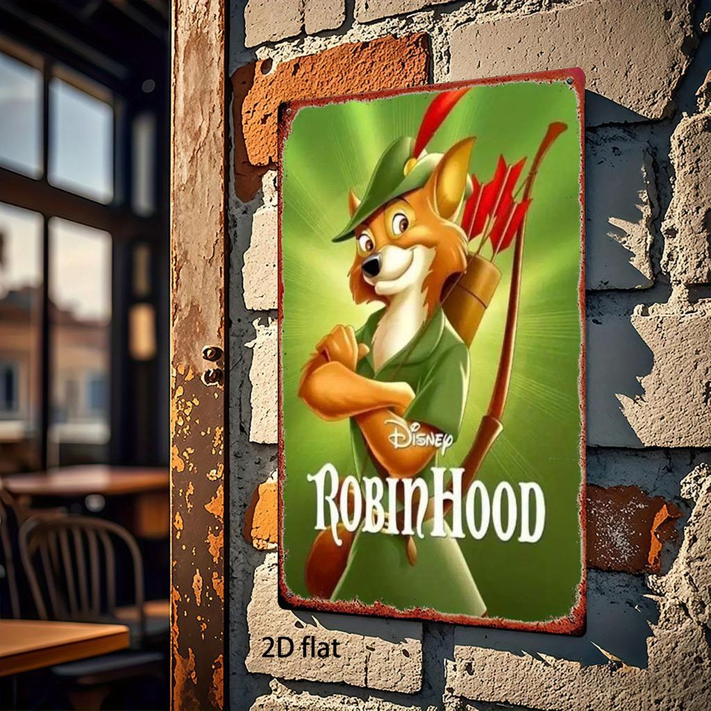 1pc iron painting of "Robin Hood" Fox Robin Hoodn' Decorative Tin Sign, 20.32cm x 30.48cm - Rustic Wall Art for Living Room, Gam