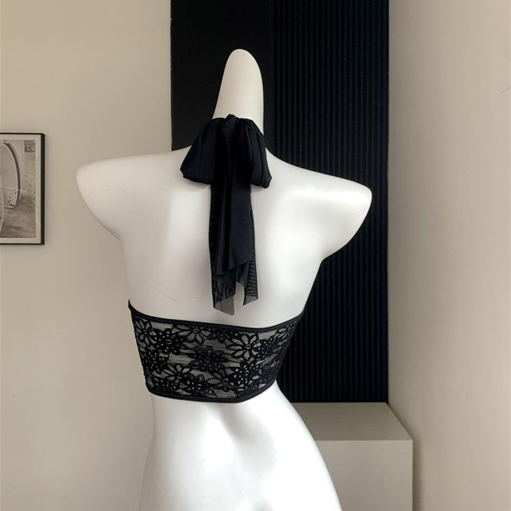 Transparent Lace Camisole Mesh Fishbone Corset Camisole Fashion Neck Halter Crop Tops  Travel