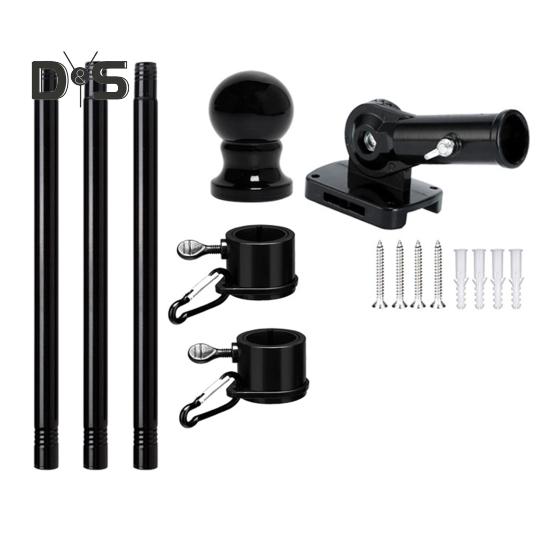 Zestaw masztów do flagi na zewnątrz domu, ze stali nierdzewnej, ze stali pogrubionej, na ścianę ganku, do flagi 3x5', obrotowy, regulowany uchwyt