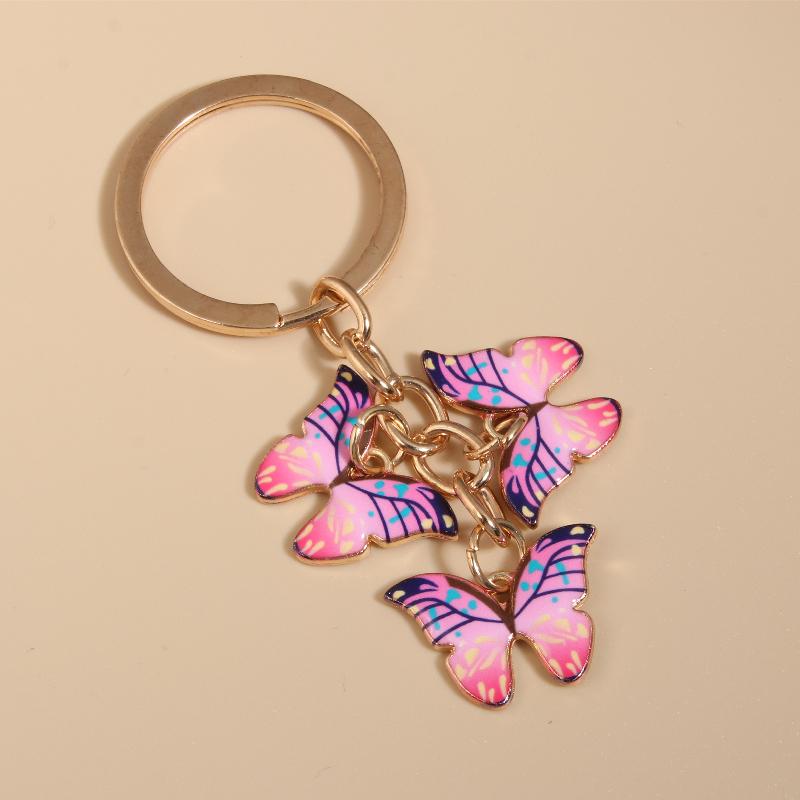 Cute Colorful Butterfly  Enamel Flying Animals Key Chains For Women Girls Accessorie Handmade Jewelry Bag Charm