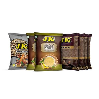 JK Proszek Gorczycowy 100g 2 + RADHUNI 50g 4 + Panch Foran 100g | Najwyższej Jakości Przyprawy dla Autentycznych Indyjskich Smaków