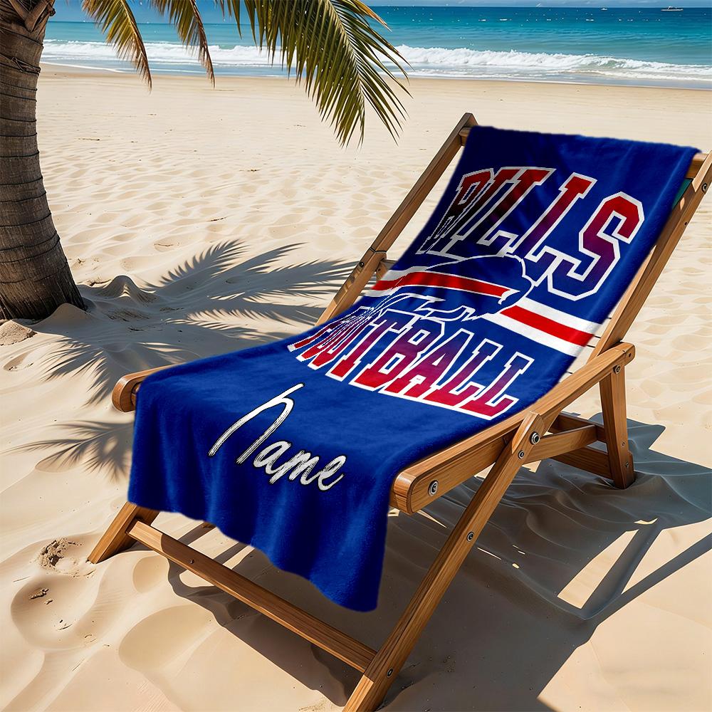 Buffalo Bills Football Customize Your Name Beach Towel Quick-Dry Soft Microfiber Suitable for Sports Travel Swimming Yoga Bathroom Beach And Pool