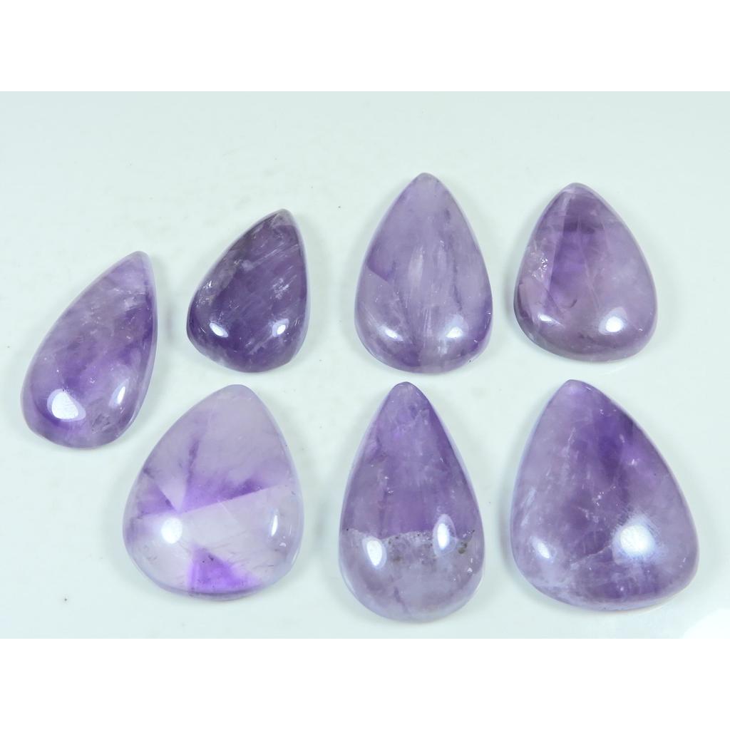 370Cts. Natural Amethyst Lace Agate Pear Cabochon Loose Gemstone 07Pcs Lot C-3934