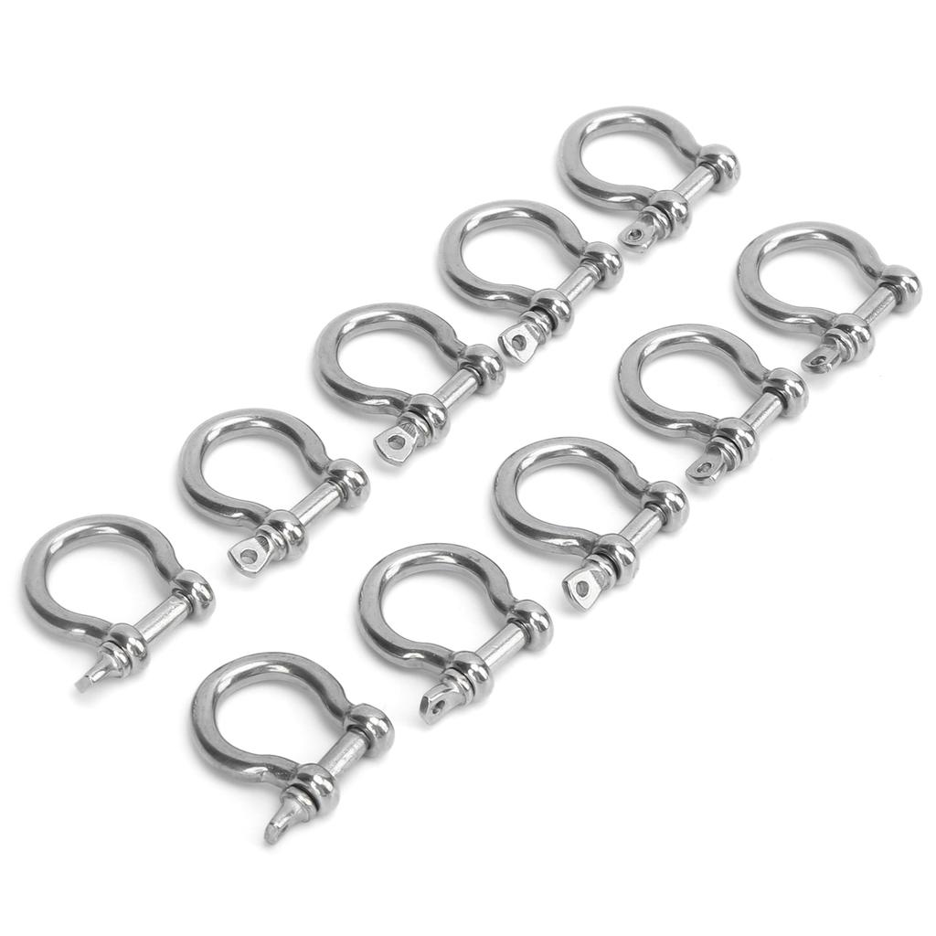 10pcs Bow Shackle Stainless Steel High Hardness D Ring Anchor for Camping Hiking Outdoor Sports(M4 60kg Load )